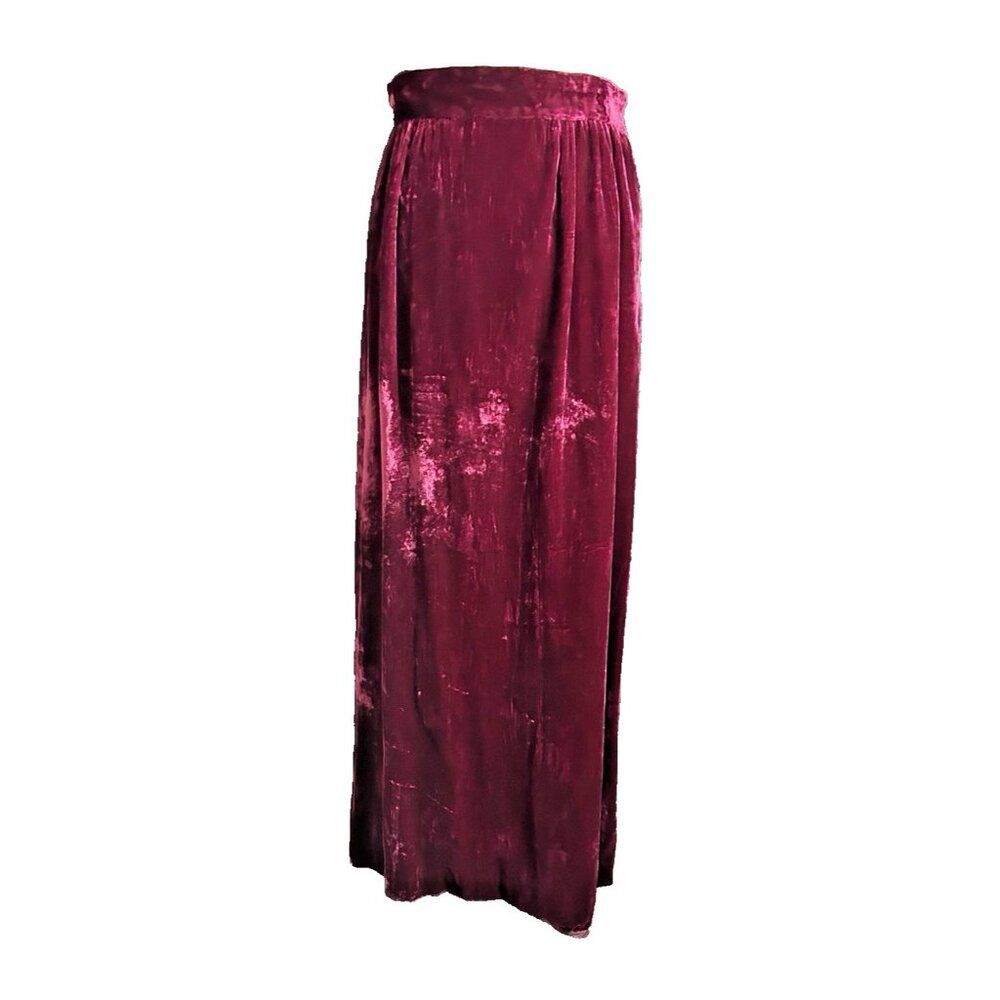 Vintage 1970s Burgundy Wine Velvet Maxi Skirt by Gregory Lined 27-28 Waist